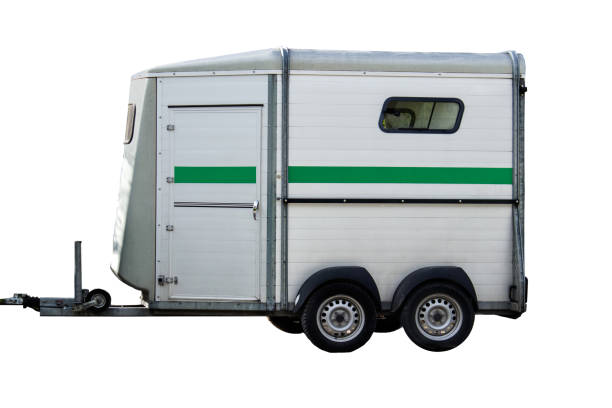 Isolated horse transportation van