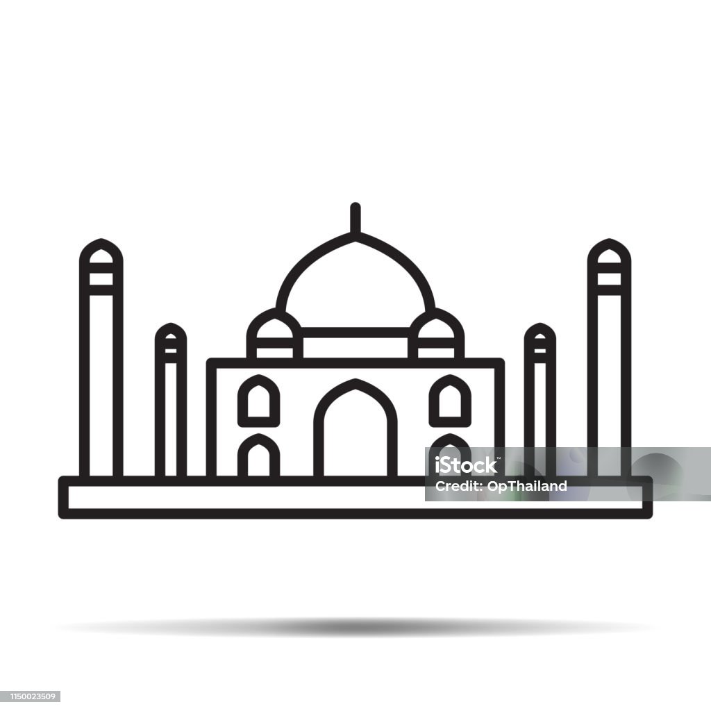 Taj Mahal India icon Asia stock vector