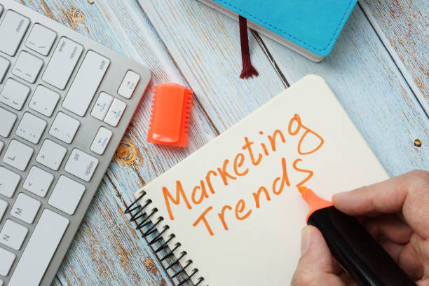 istock Man is writing marketing trends. 1150025088