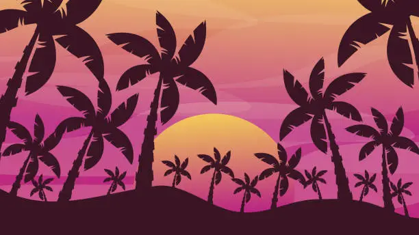 Vector illustration of Nature Evening Background