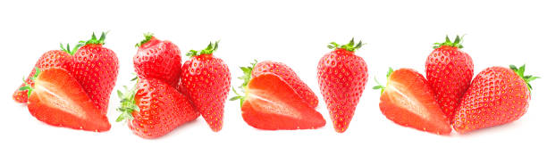 istock Red strawberry isolated on white background, close up view 1150031900