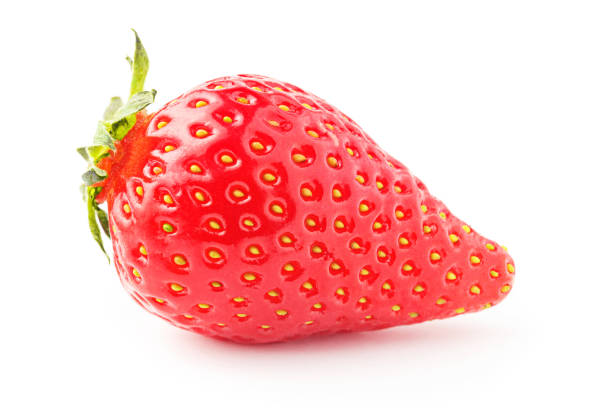 istock Red strawberry isolated on white background, close up view 1150031986