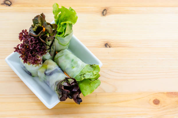 Salads Roll, fresh vegetable noodle spring roll, clean food