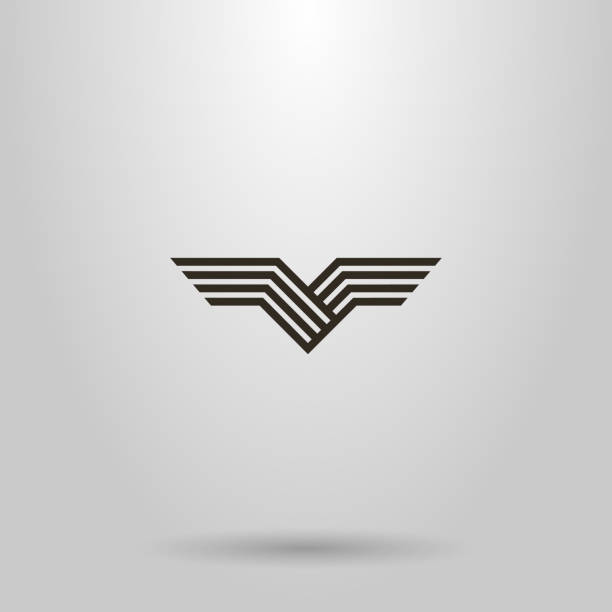 simple line art vector abstract sign of bird wings black and white simple line art vector abstract sign of bird wings aircraft wing stock illustrations