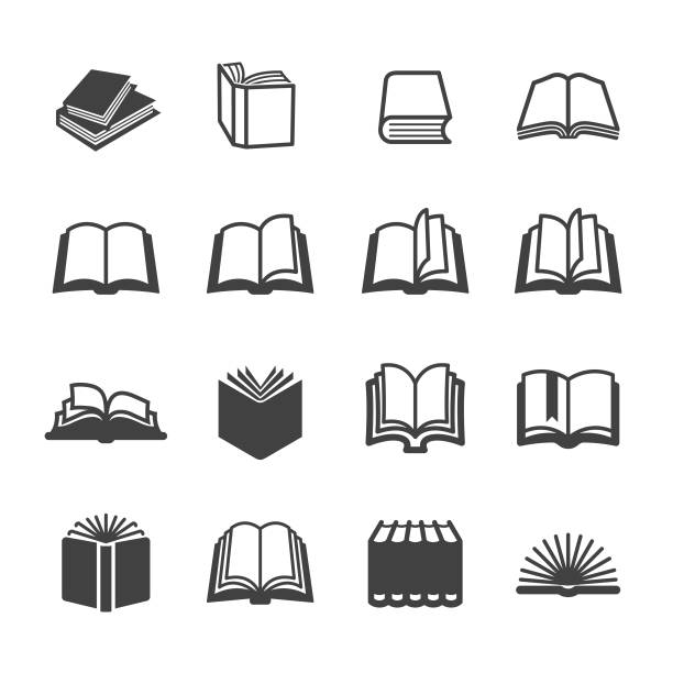 Book Icons Set - Acme Series Book, Reading, turning illustrations stock illustrations