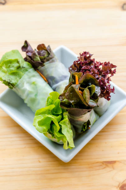istock Salads Roll, fresh vegetable noodle spring roll, clean food 1150034007