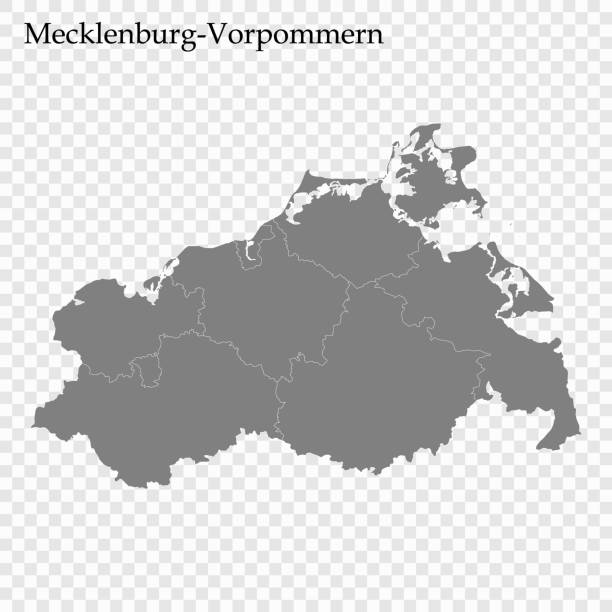 ÐÐ»Ñ ÐÐ½ÑÐµÑÐ½ÐµÑÐ° High Quality map of Mecklenburg Vorpommern is a state of Germany, with borders of the districts mecklenburg vorpommern stock illustrations