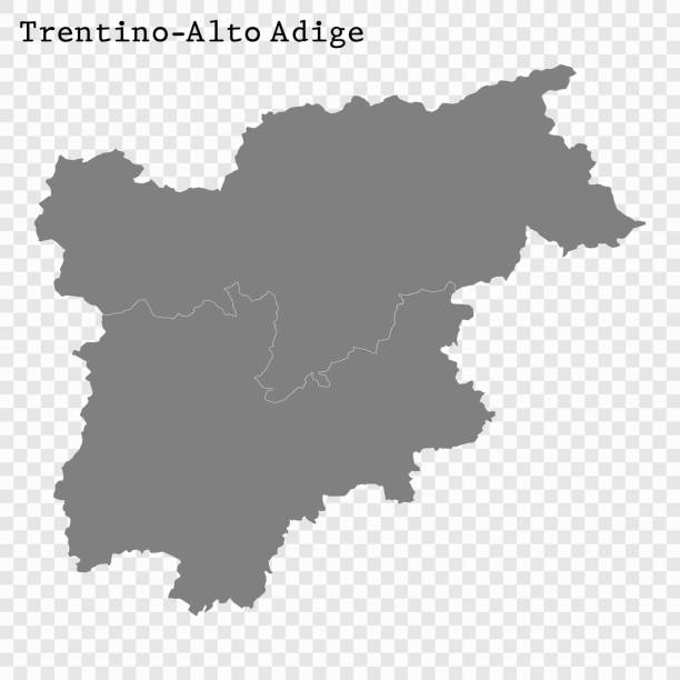 ÐÐ»Ñ ÐÐ½ÑÐµÑÐ½ÐµÑÐ° High Quality map of Trentino Alto Adige is a state of Italy, with borders of the districts trentino south tyrol stock illustrations