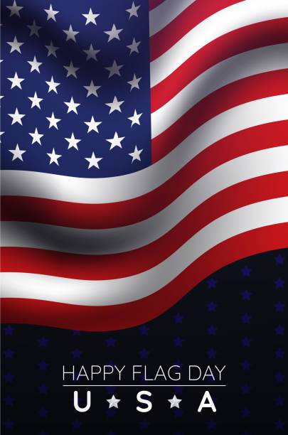 istock Happy flag day. Greeting poster with flag of USA. 1150039554