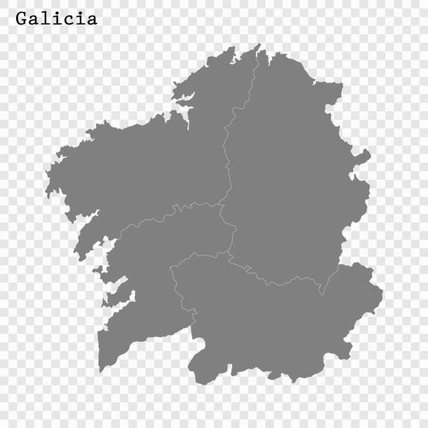ÐÐ»Ñ ÐÐ½ÑÐµÑÐ½ÐµÑÐ° High Quality map of Galicia is a state of Spain, with borders of the districts galicia stock illustrations