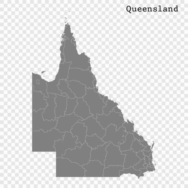 ÐÐ»Ñ ÐÐ½ÑÐµÑÐ½ÐµÑÐ° High Quality map of Queensland is a state of Australia, with borders of the Local government areas queensland stock illustrations