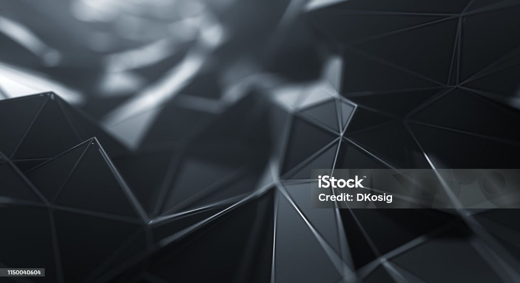 Abstract Geometric Surface (Black) 3D rendered abstract background, perfectly usable for a wide range of topics related to technology, construction or design. Abstract Stock Photo