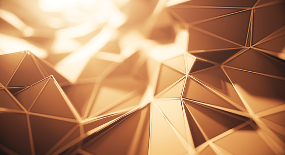Abstract Geometric Surface Stock Photo - Download Image Now - Gold - Metal,  Gold Colored, Abstract - iStock