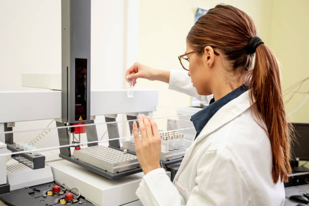 istock Working on chromatography with liquid woman in laboratory 1150041735