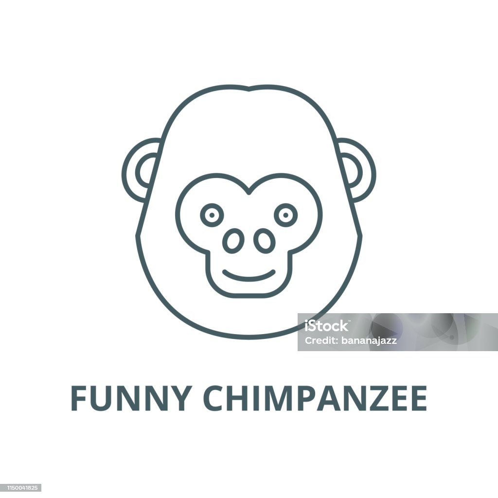 Funny chimpanzee vector line icon, linear concept, outline sign, symbol Funny chimpanzee vector line icon, outline concept, linear sign Africa stock vector