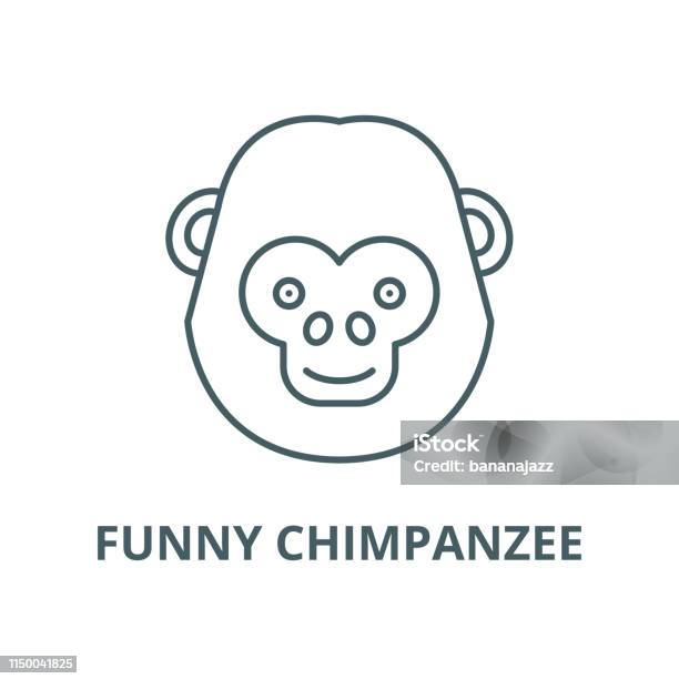 Funny Chimpanzee Vector Line Icon Linear Concept Outline Sign Symbol Stock Illustration - Download Image Now