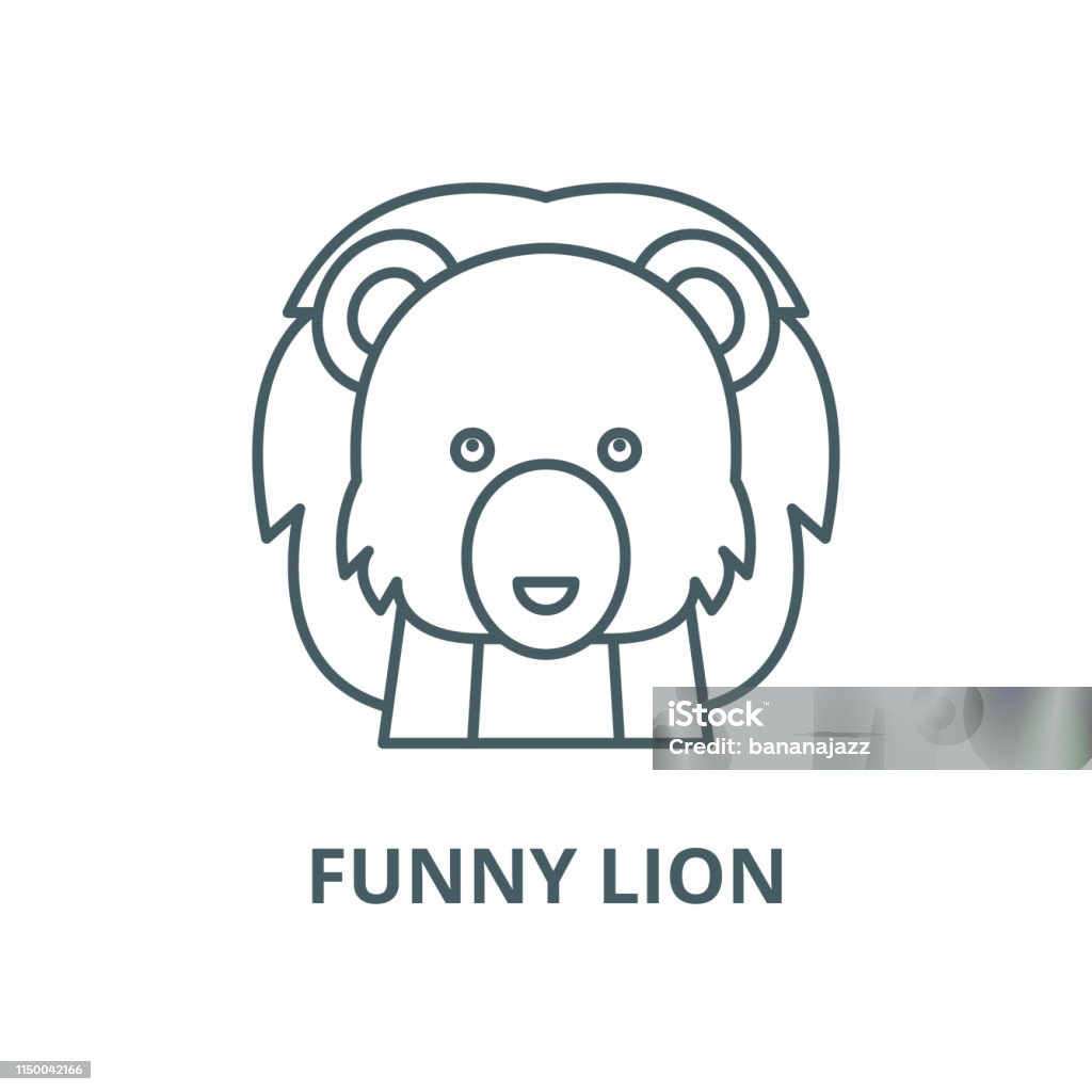 Funny lion vector line icon, linear concept, outline sign, symbol Funny lion vector line icon, outline concept, linear sign Animal stock vector