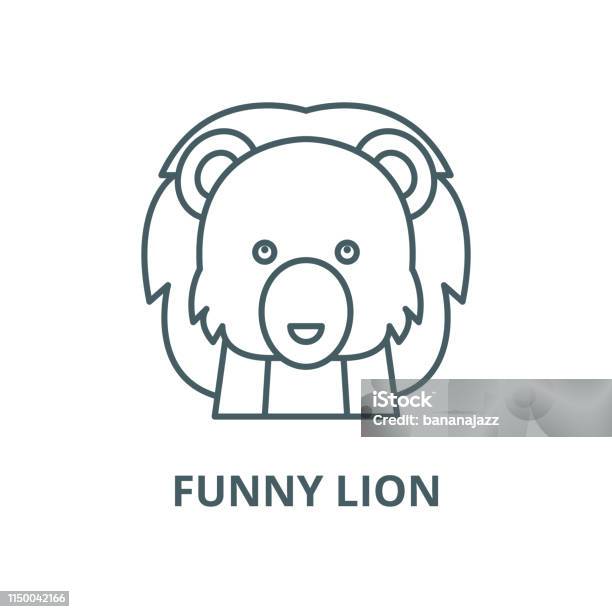Funny Lion Vector Line Icon Linear Concept Outline Sign Symbol Stock Illustration - Download Image Now