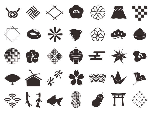 ilustraciones, imágenes clip art, dibujos animados e iconos de stock de japonés pattern2 - ginkgo tree ginkgo tree japan