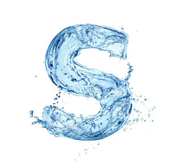 single water letter S isolated on white background