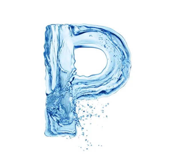 single water letter P isolated on white background