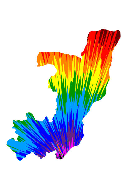 republika kongo - mapa jest zaprojektowana tęcza abstrakcyjny kolorowy wzór, republika konga (kongo-brazzaville) mapa wykonana z eksplozji kolorów, - pointe noire stock illustrations