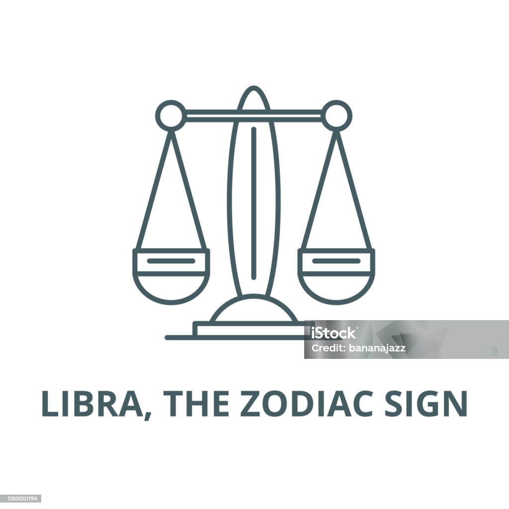 Libra, el icono de línea de vector de signo del zodiaco, concepto lineal, signo de contorno, símbolo - arte vectorial de Acuario - Signo zodíaco de aire libre de derechos