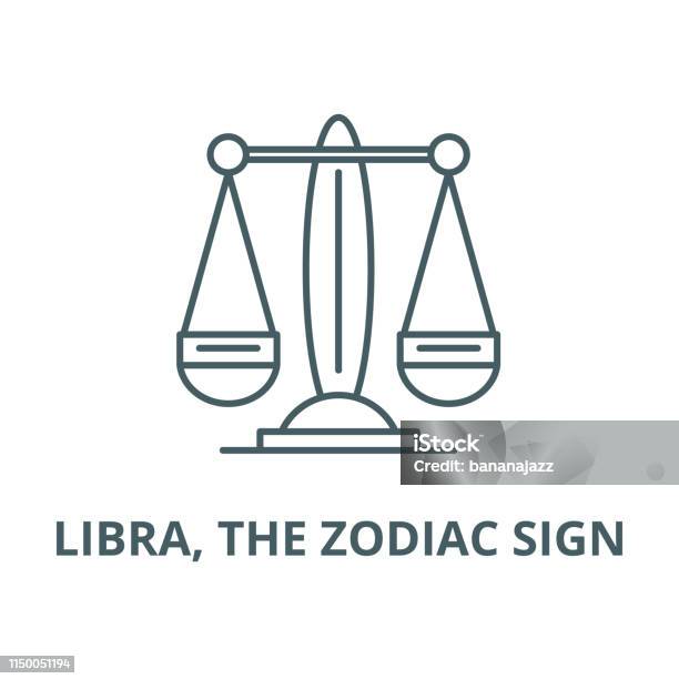 Ilustración de Libra El Icono De Línea De Vector De Signo Del Zodiaco Concepto Lineal Signo De Contorno Símbolo y más Vectores Libres de Derechos de Acuario - Signo zodíaco de aire