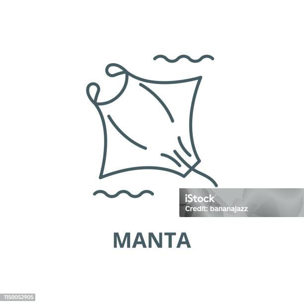 Manta Vector Line Icon Linear Concept Outline Sign Symbol Stock Illustration - Download Image Now