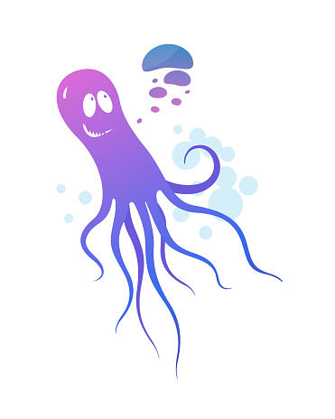 Octopus Color Gradient Octopus Vector Illustration In Gradient Color On A White Background ...