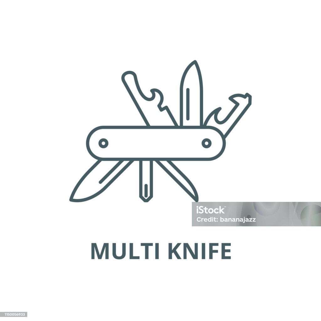 Multi knife vector line icon, linear concept, outline sign, symbol Multi knife vector line icon, outline concept, linear sign Penknife stock vector