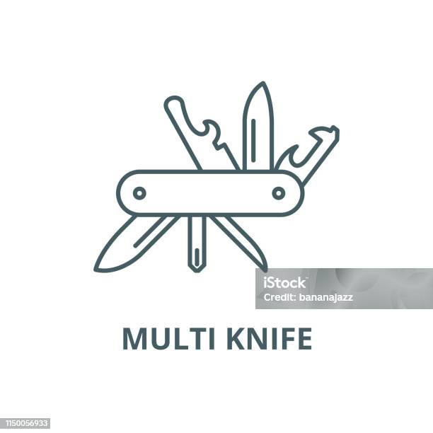 Multi Knife Vector Line Icon Linear Concept Outline Sign Symbol Stock Illustration - Download Image Now