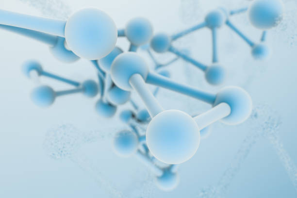 istock 3d rendering, blue chemical formula with particle effects. 1150058383