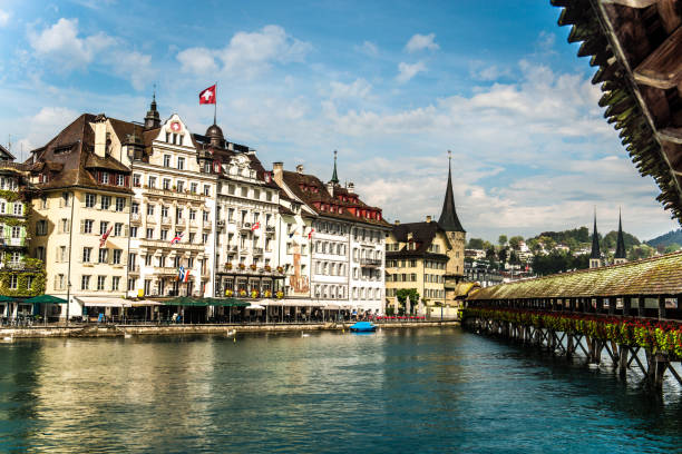 istock Chapel Bridge View On Beautiful Swiss Architecture In Luzern 1150061940