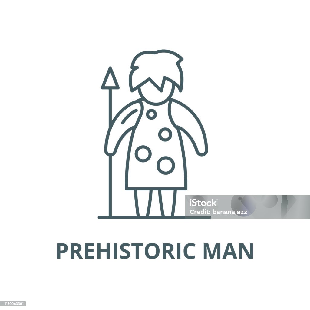 Prehistoric man vector line icon, linear concept, outline sign, symbol Prehistoric man vector line icon, outline concept, linear sign Ancient stock vector