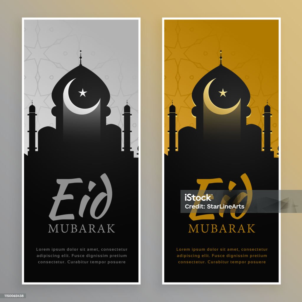 lovely eid mubarak islamic banners design Abstract stock vector