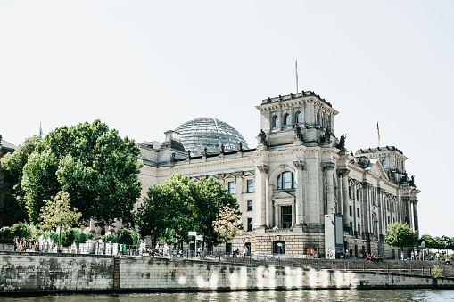 Beautiful view of the Reichstag building in Berlin in Germany.