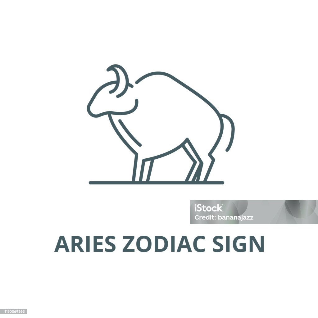 Aries signo del zodiaco icono de línea vectorial, concepto lineal, signo de contorno, símbolo - arte vectorial de Acuario - Signo zodíaco de aire libre de derechos