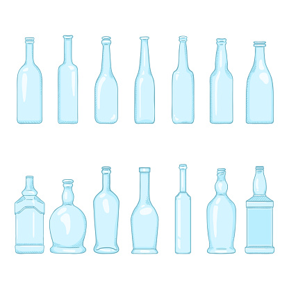 Vector Set Of Cartoon Empty Blue Glass Bottles Illustrations Stock Illustration - Download Image Now - iStock Vector Set Of Cartoon Empty Blue Glass Bottles Illustrations Stock Illustration - Download Image Now - iStock