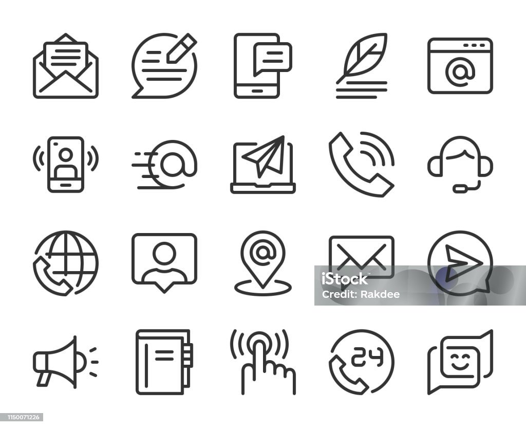 Contact Us - Line Icons Contact Us Line Icons Vector EPS File. Icon Symbol stock vector