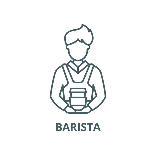 Barista vector line icon, linear concept, outline sign, symbol Barista vector line icon, outline concept, linear sign barista stock illustrations
