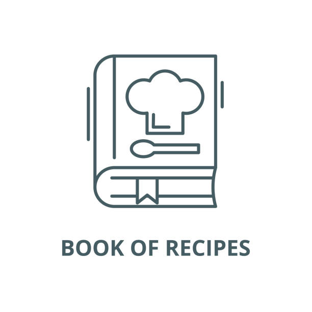 istock Book of recipes vector line icon, linear concept, outline sign, symbol 1150073351