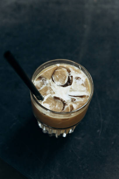istock Aromatic fresh iced coffee on a dark background. 1150073469