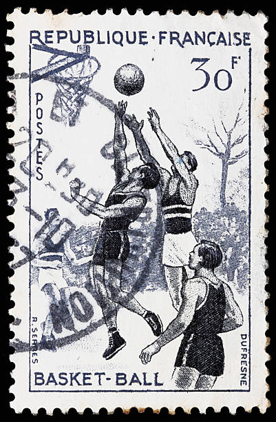 istock Old french basketball stamp 115007571