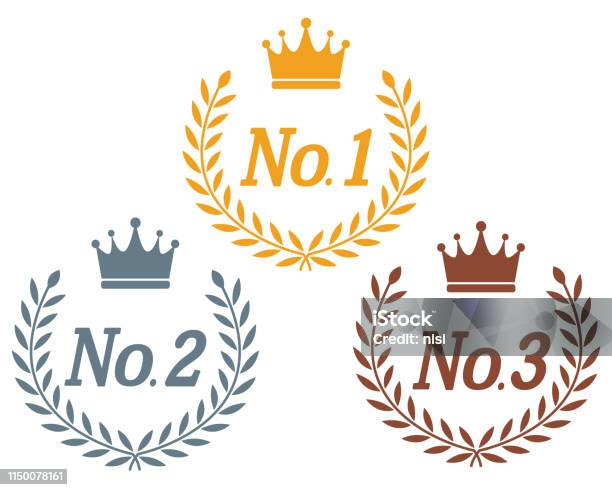 Crown Number Of Laurel Ranking Stock Illustration - Download Image Now - Number 1, Crown - Headwear, Illustration