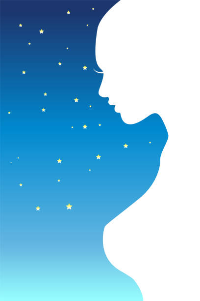 istock silhouette side view Woman with Night sky and stars 1150078462
