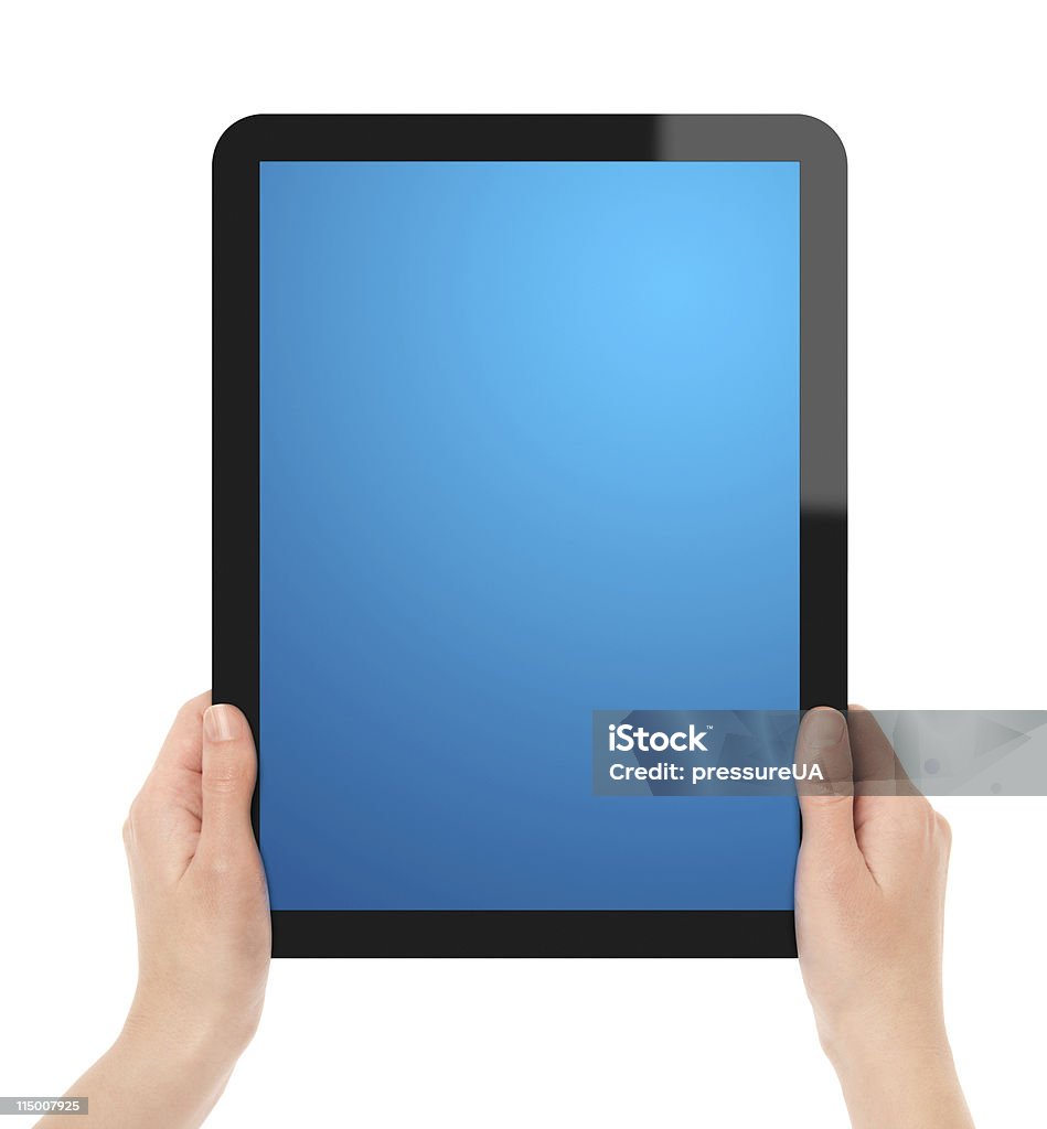 Segurando o Tablet PC - Foto de stock de De Mãos Dadas royalty-free