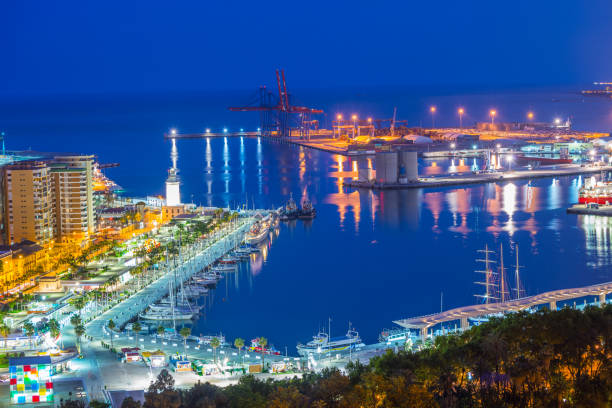 istock Harbour of Malaga at dusk 1150079752