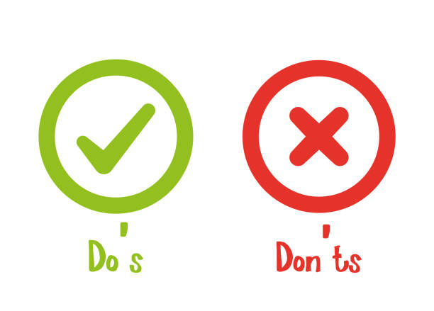 Ð?ÐµÑ?Ð°Ñ?Ñ? Do's and Don'ts with Tick and Cross dos and dont stock illustrations