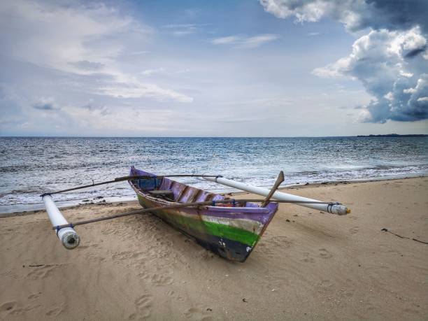 istock A traditional canoe on the beach during the low tide. 1150082519